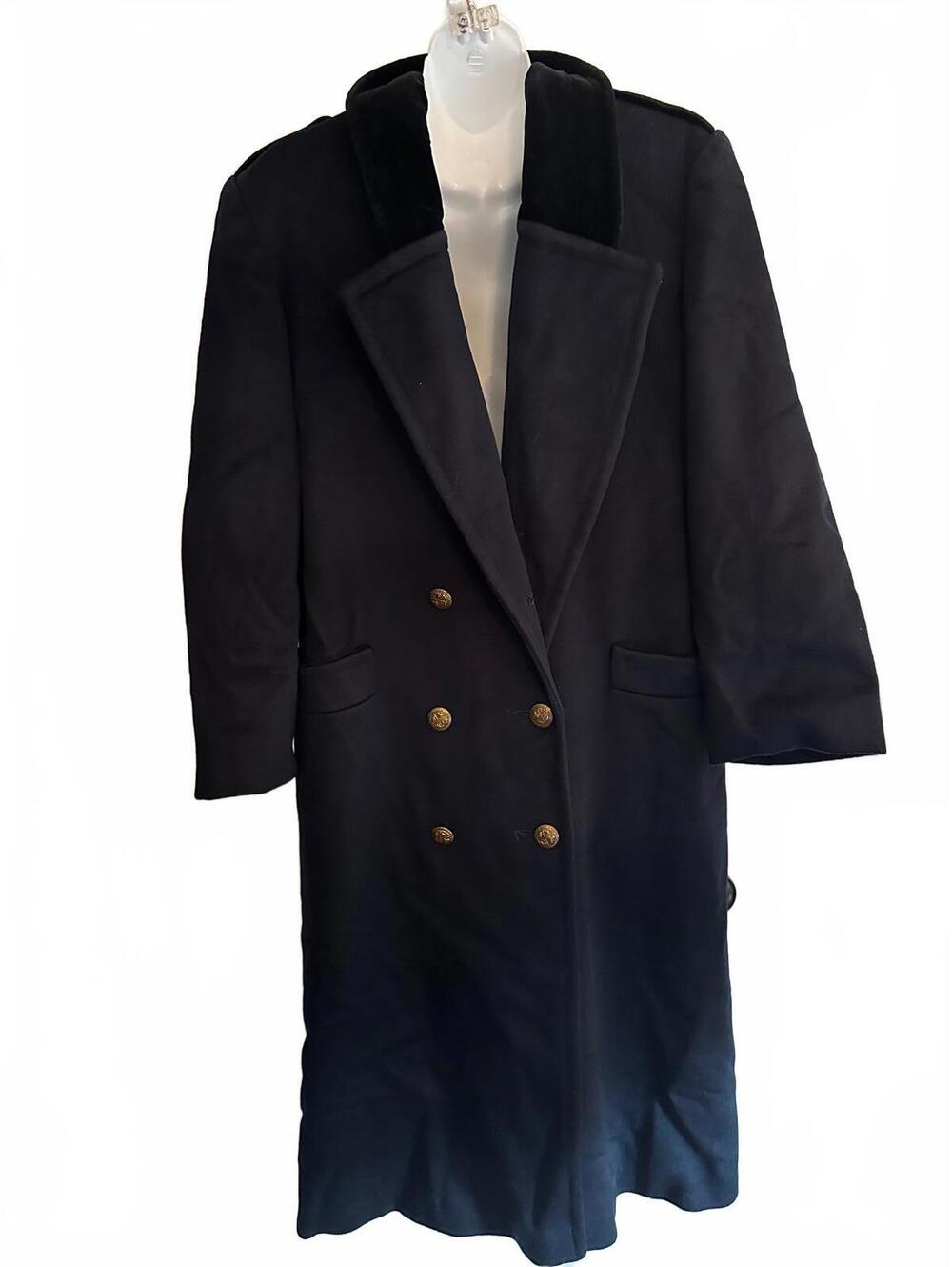 Vintage Navy Pure Wool Double Breasted Long Coat L